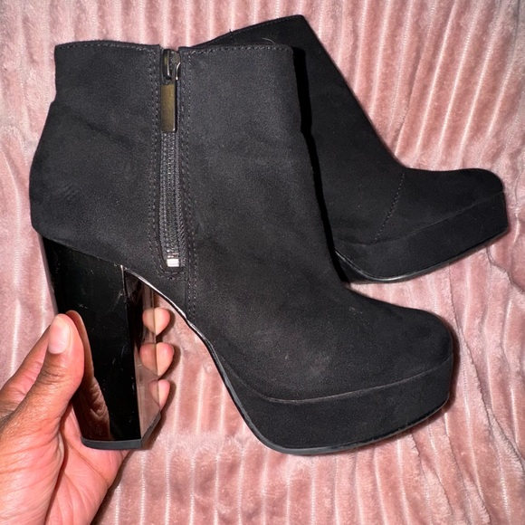 Platform Black Ankle Boots Size 6.5 - Picture 1 of 4